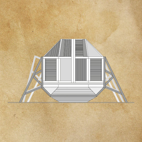 Ronnie Kommene technical drawing of the front of the Bedbug